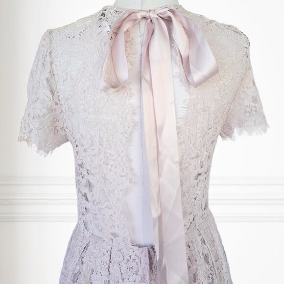 NEW ASOS Pastel Pink Lace Midi Dress Size 8 Ribbon Tie And Open Back Party - Picture 10 of 14